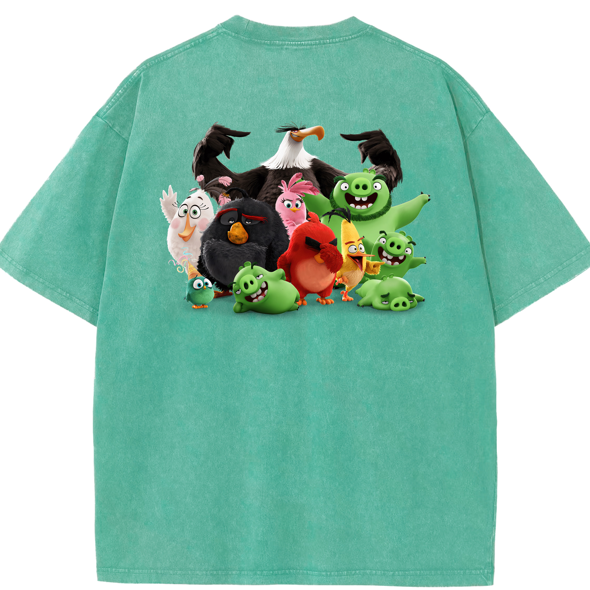 （画像用） Angry Birds アングリーバード 綿100% ヴィンテージ風 半袖Tシャツ（背面プリント）